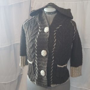 BKE Crop Button Raglan Sweater